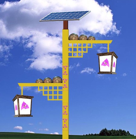 Double lamps solar landscape street ligh