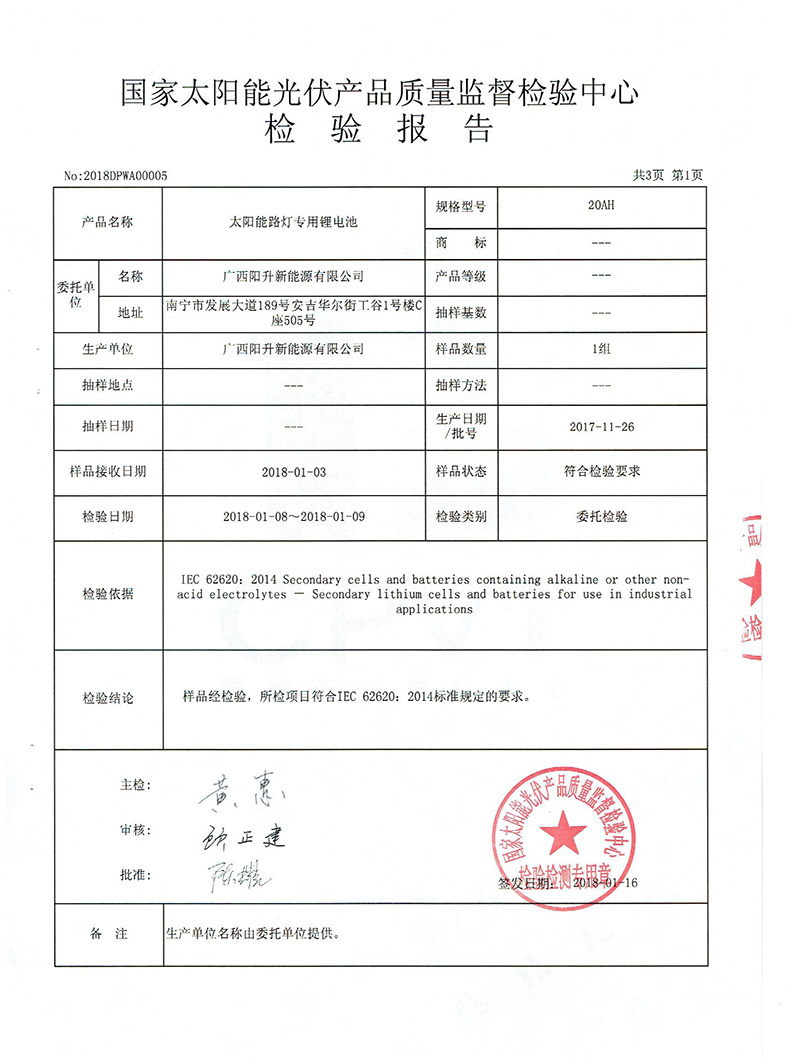 Test report of 20AH Lithium Battery(图2)